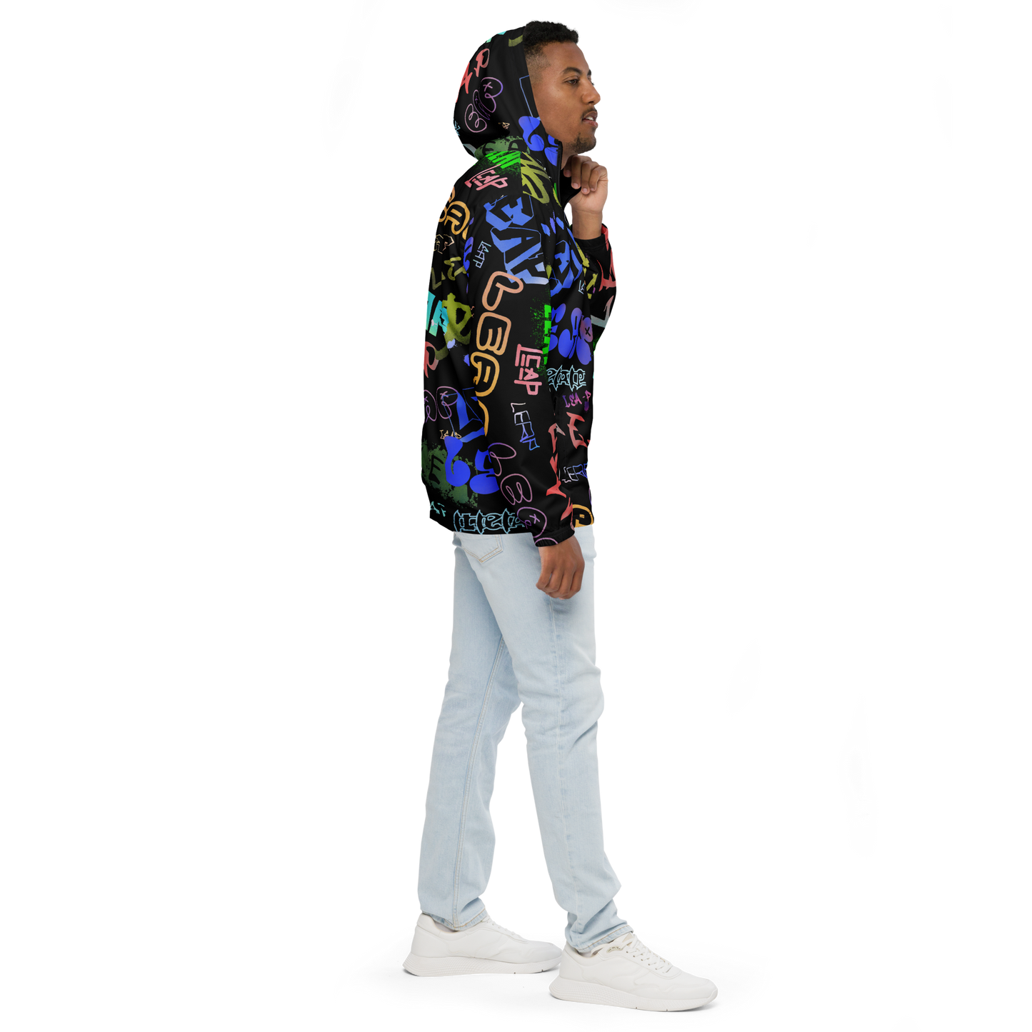 “Leap” Graffiti Print Windbreaker