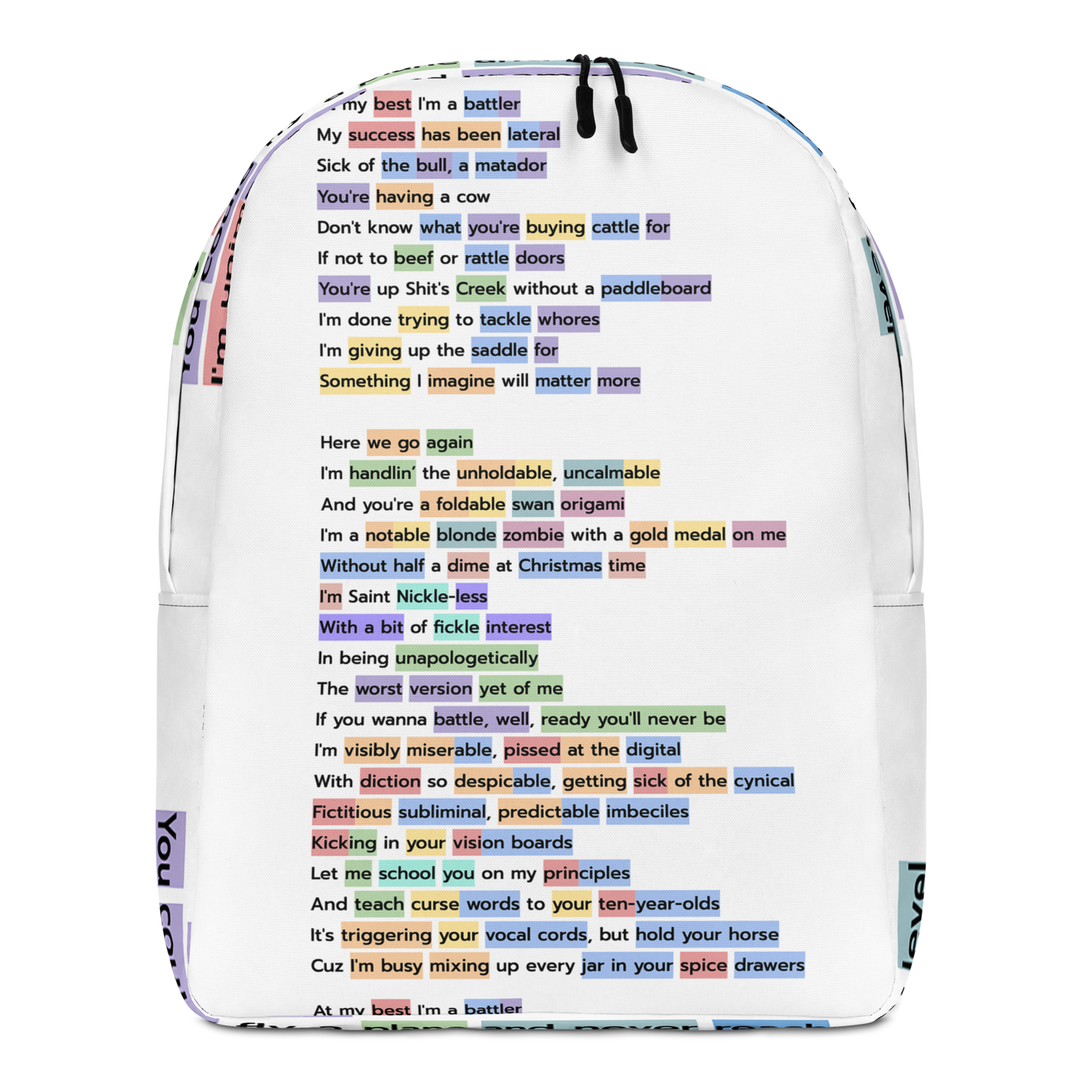 "Rhymes Highlighted" Minimalist Backpack