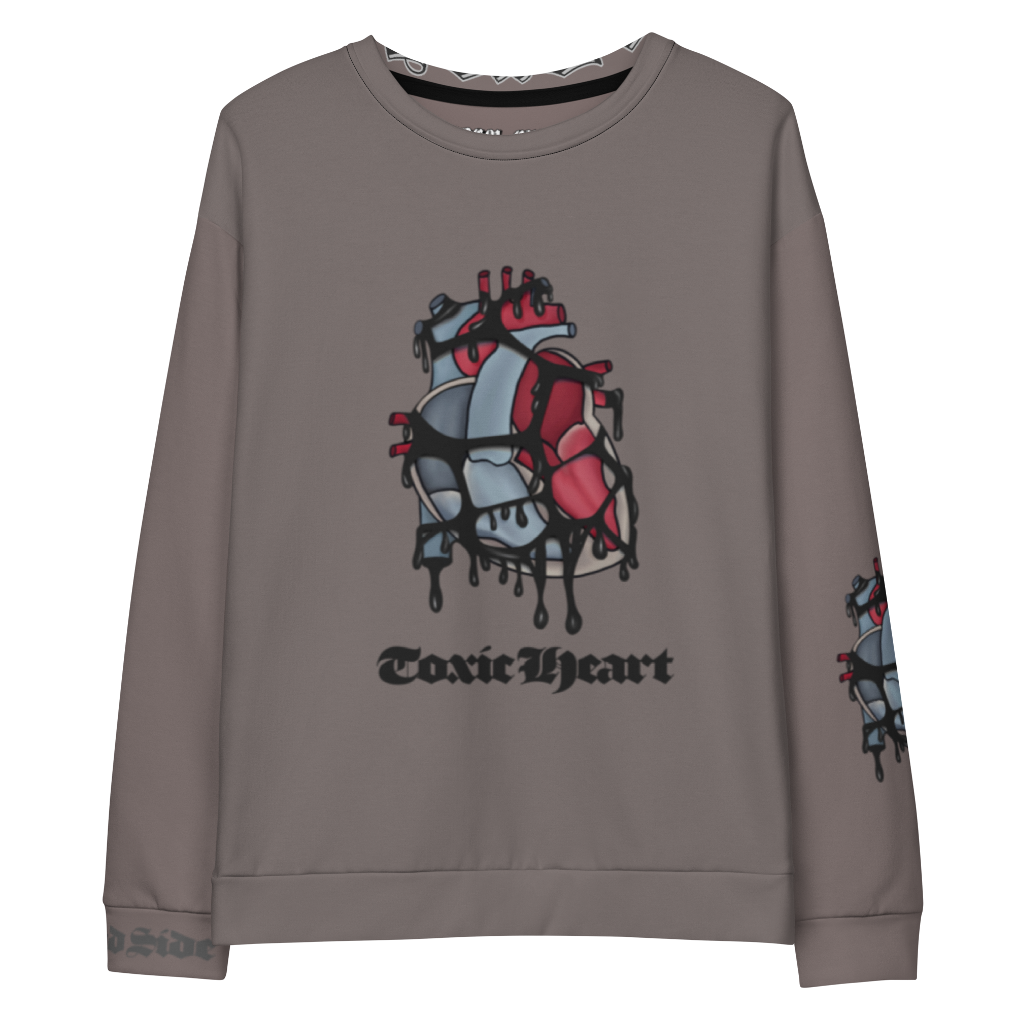 Emotionally Unavailable Dripping Heart Crewneck Sweatshirt Grey 