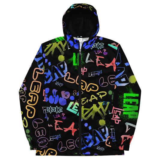 “Leap” Graffiti Print Windbreaker